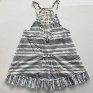 Lola Australia Babydoll Swing Cotton Stripe Tank Top Size Small Blue White